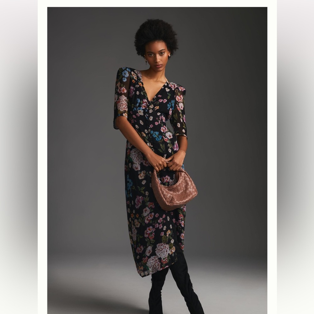 Maeve by Anthropologie Puff Sleeve Midi Dress  14 Sheer gorgeousness